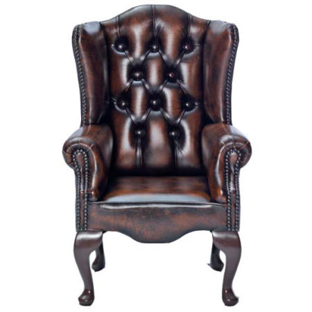Icon Designs St Ives Kids Queen Anne Leather Armchair in Brown