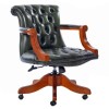 Icon Designs St Ives Admiral Leather Swivel Study Chair in Green