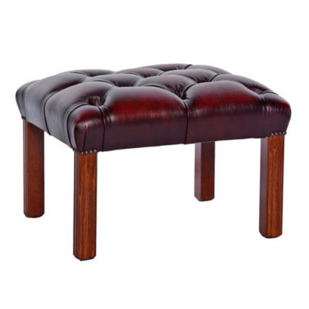 St Ives Georgian Red Real Leather Footstool