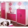 Welcome Furniture Hatherley High Gloss 3 Piece White and Pink Bedroom Storage Set