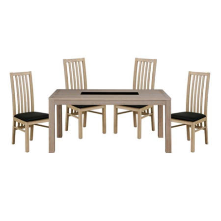 Zone Safara Solid Wood Large Rectangular 4 Seater Dining Set with Slat Back Chairs