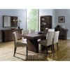 Bentley Designs Akita Walnut 6 Seater Panelled Dining Set with Ivory Square Back Chairs