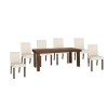 Bentley Designs Akita Walnut Extending Dining Set with 6 Ivory Square Back Chairs