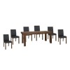 Bentley Designs Akita Walnut Extending Dining Set with 6 Brown Square Back Chairs