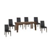 Bentley Designs Akita Walnut Extending Dining Set with 6 Brown Tapered Back Chairs