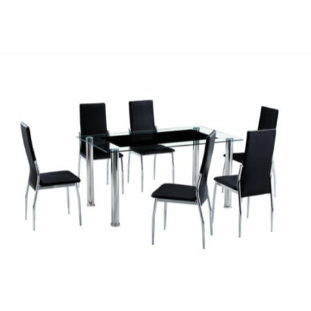 Furniture Link Horizon Black Glass Dining Set with 6 Seats