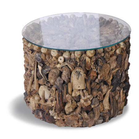 Driftwood Drum Round Lamp Table