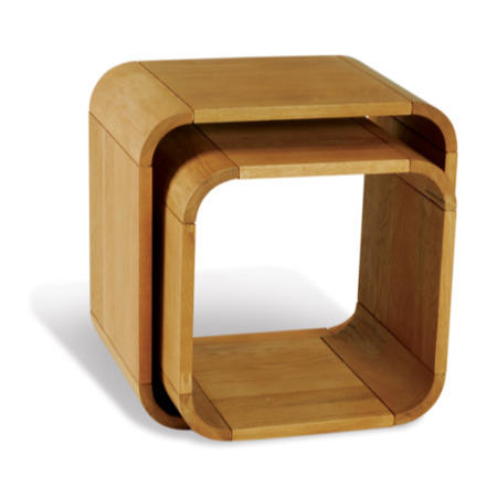 Beverly Oiled Oak Nest of 2 Cube Tables