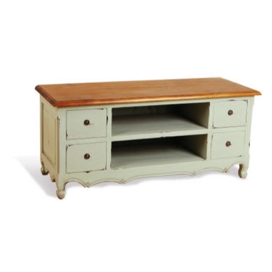 Bluebone French Painted 4 Drawer TV Cabinet - pale mint
