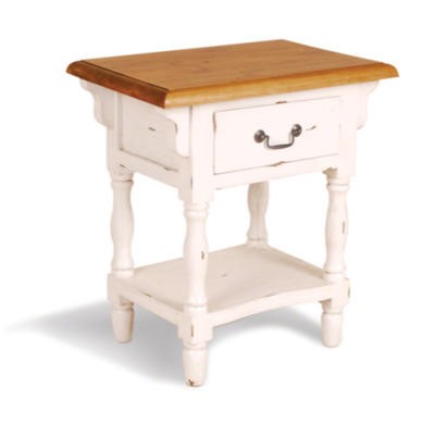 French Painted 1 Drawer Bedside Table - antique
