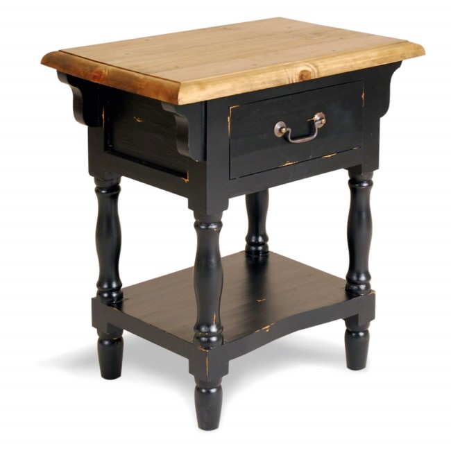 Signature North French Chic 1 Drawer Bedside Table - antique black