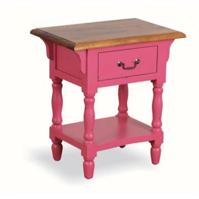 French Painted 1 Drawer Bedside Table - cerise
