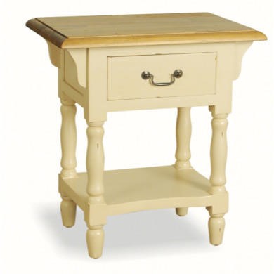 French Painted 1 Drawer Bedside Table - cream