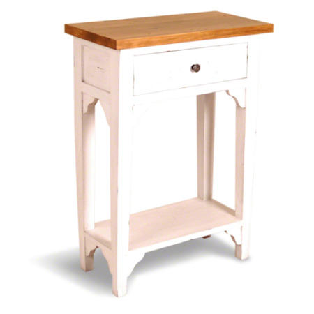 French Painted 1 Drawer 1 Shelf Side Table - cream