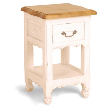 French Painted 1 Drawer 1 Shelf Bedside Table -