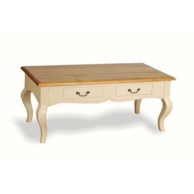 French Painted 2 Drawer Coffee Table - cream