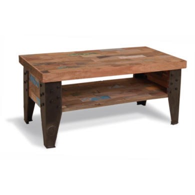 Recycled Rectangular Coffee Table with Shelf
