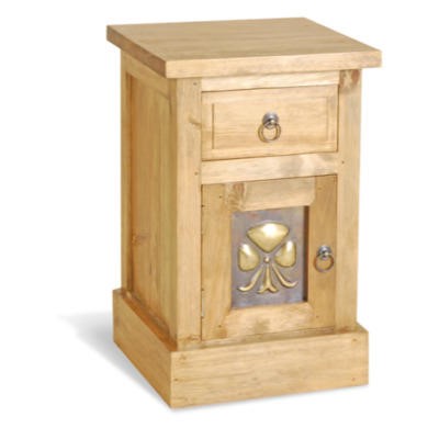 Classic Pine Brass Panel Bedside Table