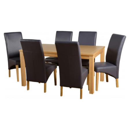 Seconique Belgravia Dining Set in Natural Oak with Charcoal Chairs