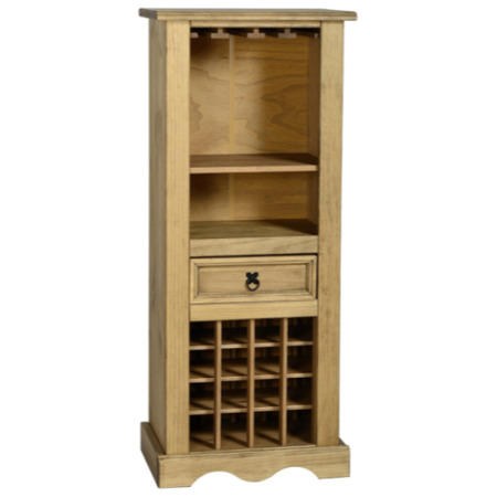 Seconique Drinks Cabinet in Original Corona Pine with Wine Rack & Storage
