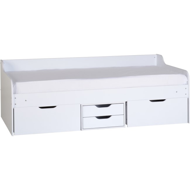 Single White Wooden Day Bed with Storage Drawers - Dante - Seconique