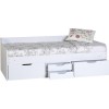Single White Wooden Day Bed with Storage Drawers - Dante - Seconique