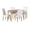 Seconique Oakmere Dining Set - Natural Oak Dining Table &amp; 4 Cream PU Dining Chairs