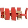 Seconique Belmont Dining Set in Natural Oak with Rustic Red Chairs