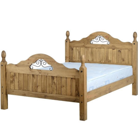 Original Corona Solid Pine Double Scroll Bed Frame