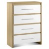 GRADE A1 -  Julian Bowen Stockholm 4 Drawer Chest in Oak With High-Gloss White Details 
