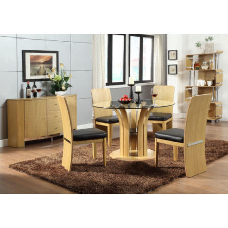 Jual Furnishings Curve Dining Set in Oak with Sideboard