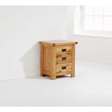 Mountrose Java Solid Oak 3 Drawer Bedside Cabinet