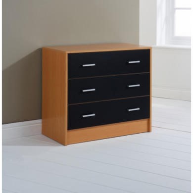 Oslo 3 Drawer Chest in Beech and Black