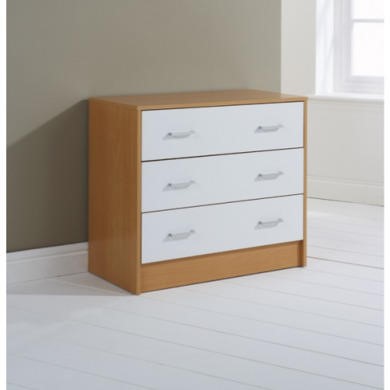 Oslo 3 Drawer Chest in Beech and White