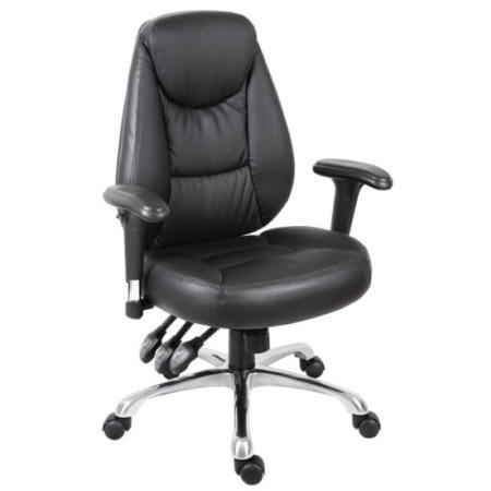Teknik Office Portland Leather Executive Operator Chair in Black