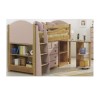 Verona Design Verona Mid-Sleeper Bedroom Set with Pull Out Desk in Antique Pine and Pink