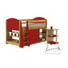 Verona Design Verona Mid-Sleeper Bedroom Set with Pull Out Desk in Antique Pine and Red