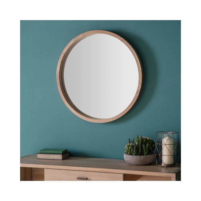 Round Mirror with Wooden frame - Caspian House