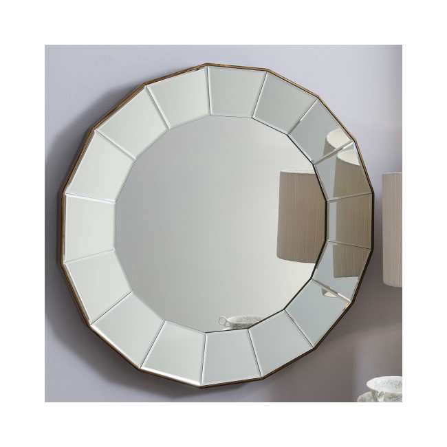Lindley Angled Glass Round Wall Mirror 