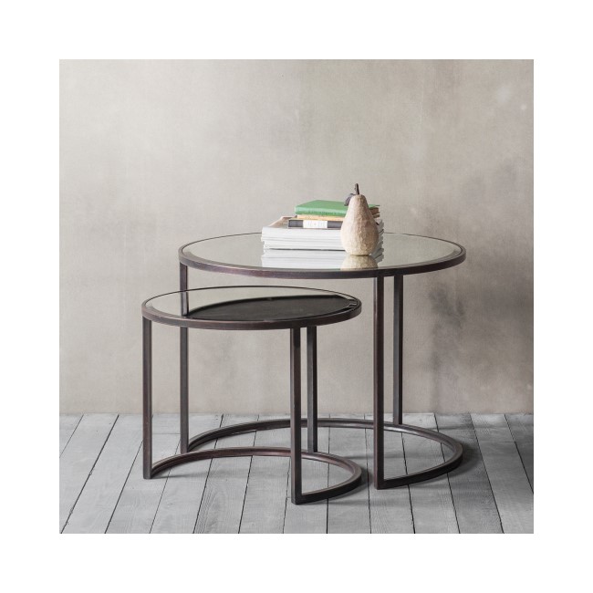 Argyle Mirrored Top Nest of 2 Tables