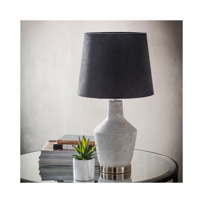 Table Lamp with Grey Base & Dark Grey Fabric Shade - Betong