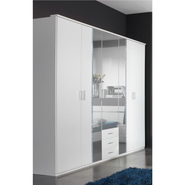 Evoque White Wardrobe with Crystal Effect Detailing 