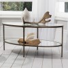 Oval Bronze Glass Top Coffee Table with Storage - Hudson