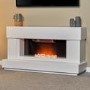 White and Black Freestanding Electric Fireplace Suite with Pebble Bowl - Adam Verona