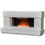 White and Black Freestanding Electric Fireplace Suite with Pebble Bowl - Adam Verona