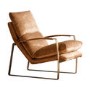 Tan Leather Armchair with Gold Frame - Fabien Gallery