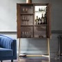 GRADE A1 - Tate Drinks Cabinet in Brown with Brass Finish - Caspain House