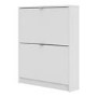 Slim White Shoe Cabinet with 2 Drawers -  6 Pairs