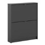 Matte Black Shoe Cabinet with 2 Tilting Doors - 6 Pairs