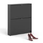 Matte Black Shoe Cabinet with 2 Tilting Doors - 6 Pairs